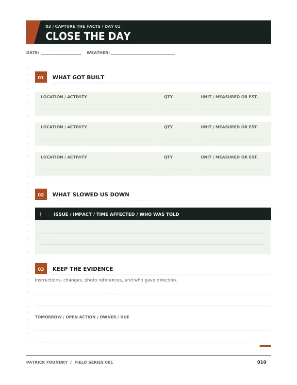 Custom end-of-day report page
